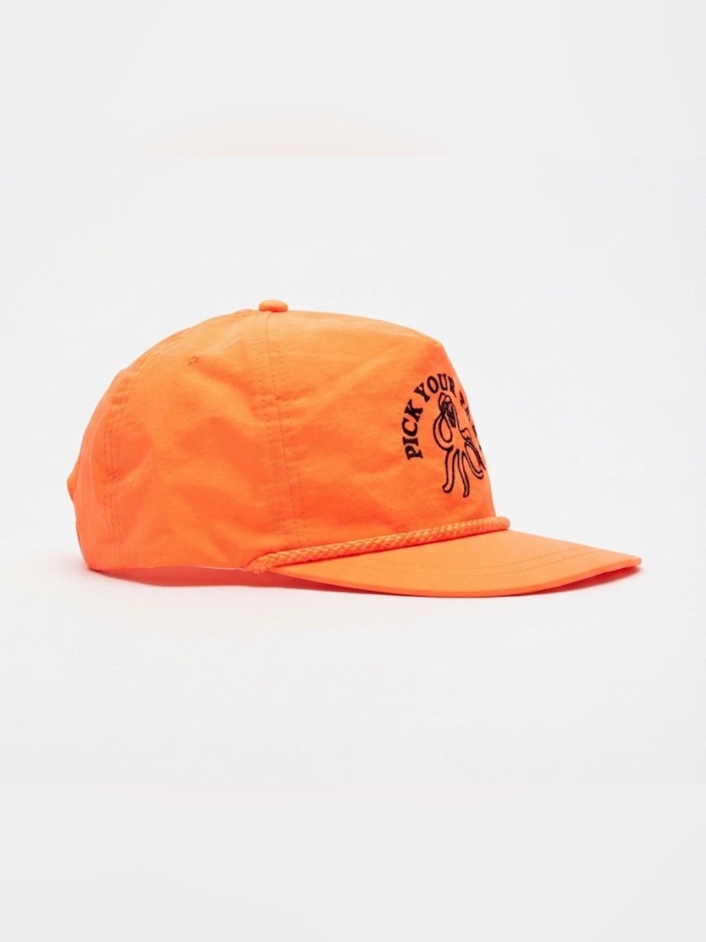 Vintage Pick Your Part Neon Orange Snapback Hat Cap Octopus Graphic Adjustable